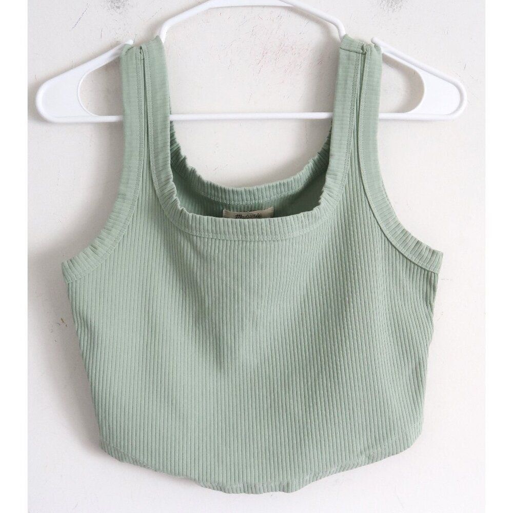 Madewell Mint Green Ribbed Cropped Tank - Size Medium